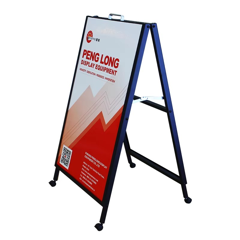 Metal Sidewalk Sign A-board with Wheels