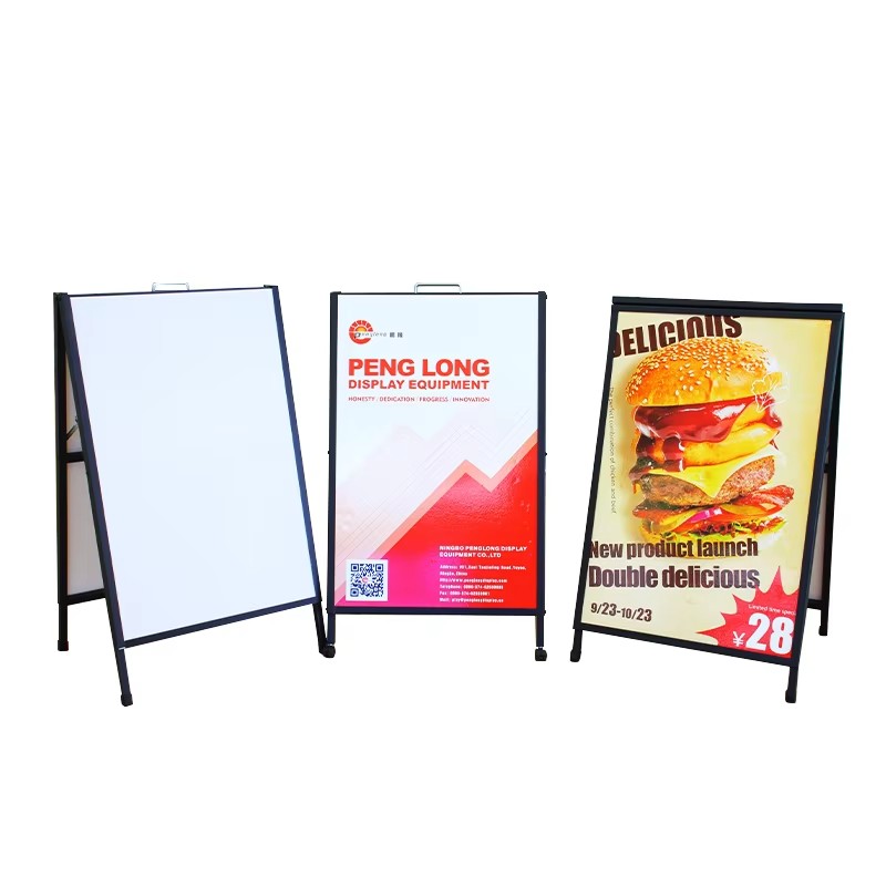 Metal Sidewalk Sign A-board with Wheels